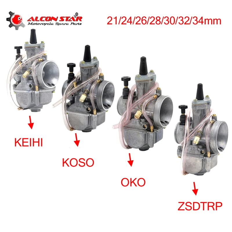 Alconstar- 21 24 26 28 30 32 34 مللي متر دراجة نارية المكربن مع الطاقة النفاثة ل Keihi PWK KOSO OKO 75CC-250CC 2T/4T محرك Carburador