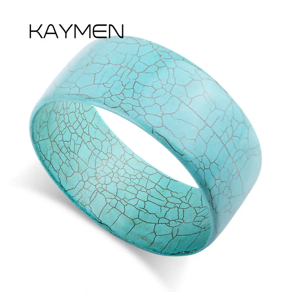 New Fashion Simple Style Syntheic-turquoise Round Bangle Bracelet for Women, Big Chunky Statement Bangle Bracelet Jewelry