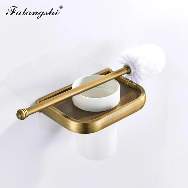Perangkat Keras Kamar Mandi Perunggu Antik Rak Keranjang Kuningan Gantungan Handuk Batang Tisu Gulung Tempat Sikat Toilet Terpasang Di Dinding WB8821