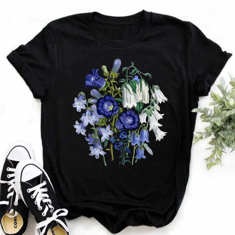 New 90’s Women's T-shirt Fashion Flower Print Clothing Women T Shirt Harajuku Floral Graphic Short Sleeve Clothing Women's Top