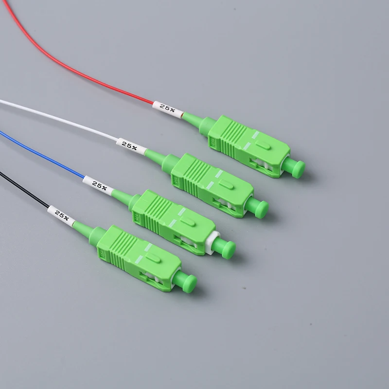 Imagem -05 - Divisor Ótico de Aço do Tubo com Conector de Fibra Ótica sc Apc sc Upc fc Apc 1x4 Fbt 0.9 mm 4x60