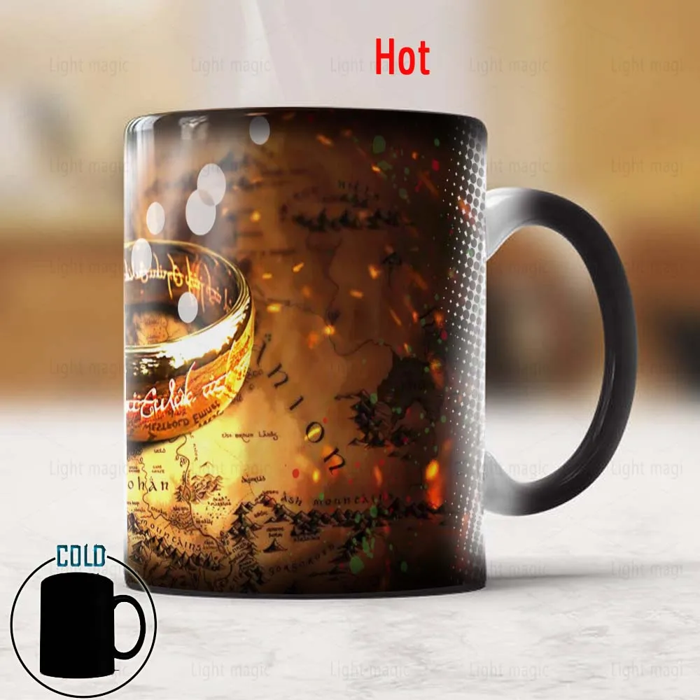 Magic Ring and Map Color Changing Mug 350ml Creative Magic Ceramic Tea Cup Mug New Year Christmas Gift Mug