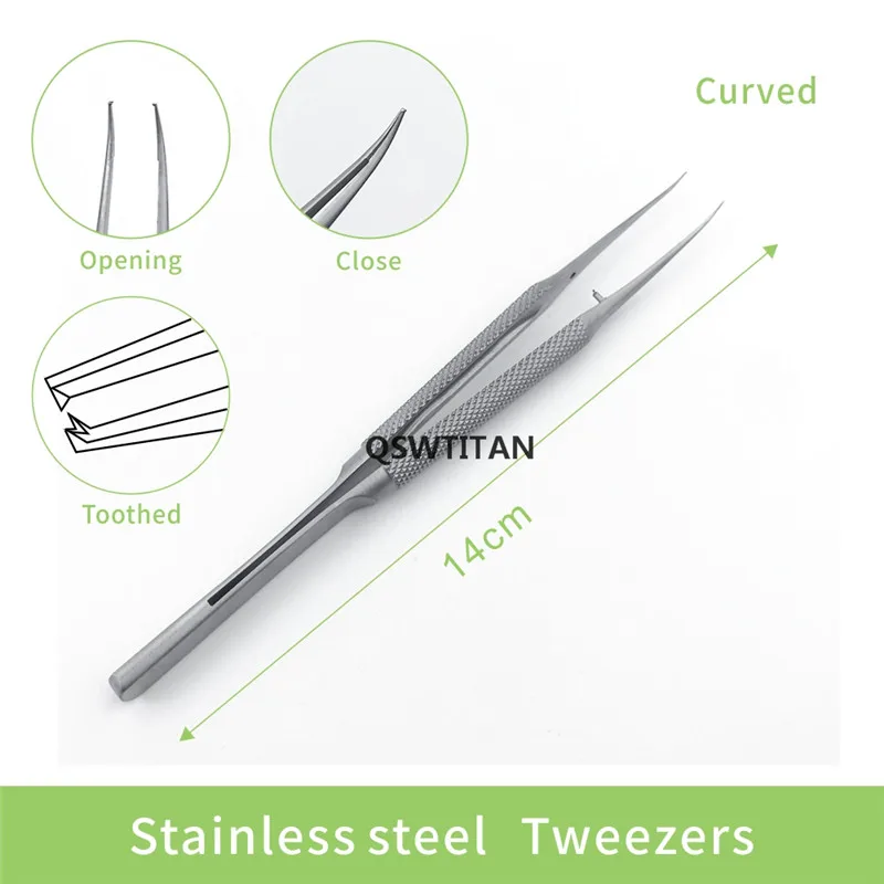 14CM Titanium /Stainless Steel Ophthalmic Tweezers Micro Forceps Round Handle Ophthalmic Dental Instruments 1pcs