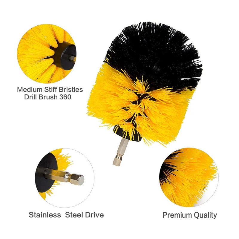 3Pcs/Set Electric Scrubber Brush DrillBrush Kit Round Cleaning Brush For Carpet Glass Kitchen Cleaning Nylon Brushes 2/3.5/4\'\'