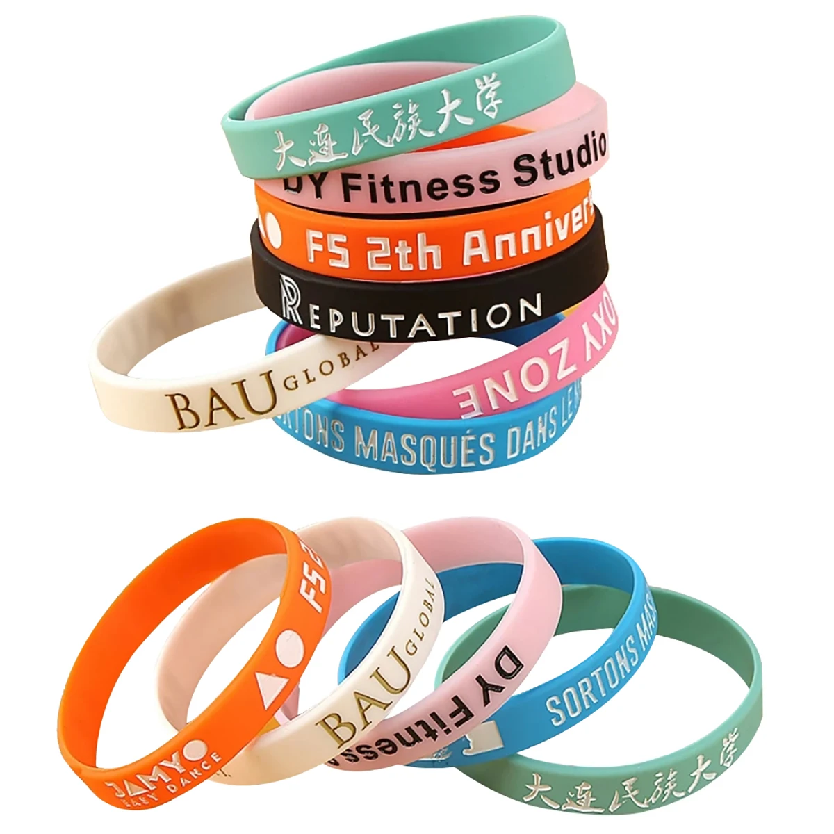 100PCS Engraved Custom Silicone Wristband Debossed Technique Customizable LOGO ID SOS Bracelet Engraved Personalized Armband
