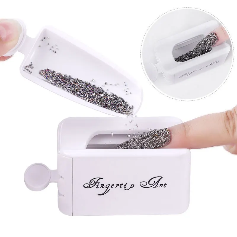 Nail Glitter Powder Recycle Box Two Layers Small Spoon Funnel Nail Art Pearl Powder Recycling Nails Decorations Storage Box Tool