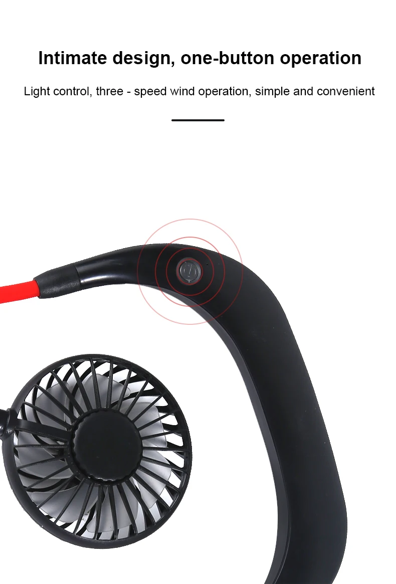 Kipas Leher Olahraga Tangan Gratis Lampu LED Portabel 7 Daun USB Isi Ulang Penggemar Dpt Dipakai Pribadi untuk untuk Kantor Perjalanan Luar Ruangan FS64
