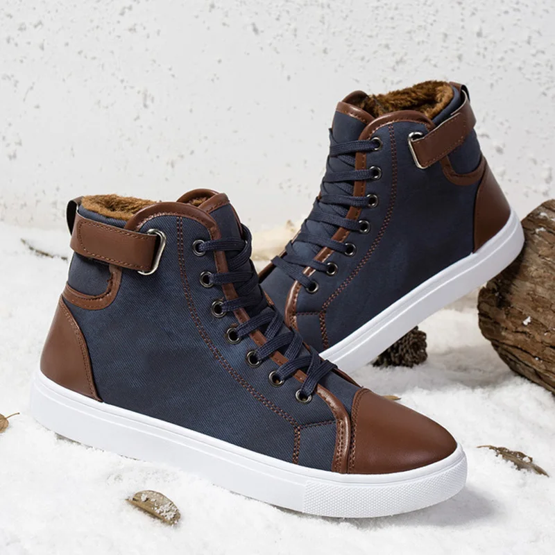 2023 neue Mode Männer Casual High Top Sneakers Schuhe Oxfords Leder Schuhe Lace-up Herbst Winter Motorrad Stiefel Atmungsaktiv