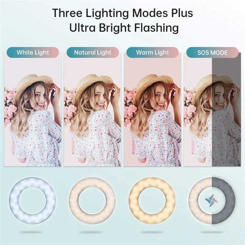 Portable LED Clip Ring Light 40 LED Selfie Lamp 3200K-6500K USB Charge For iPhone 16 Android Xiaomi Live Stream Vlog Fill Lights