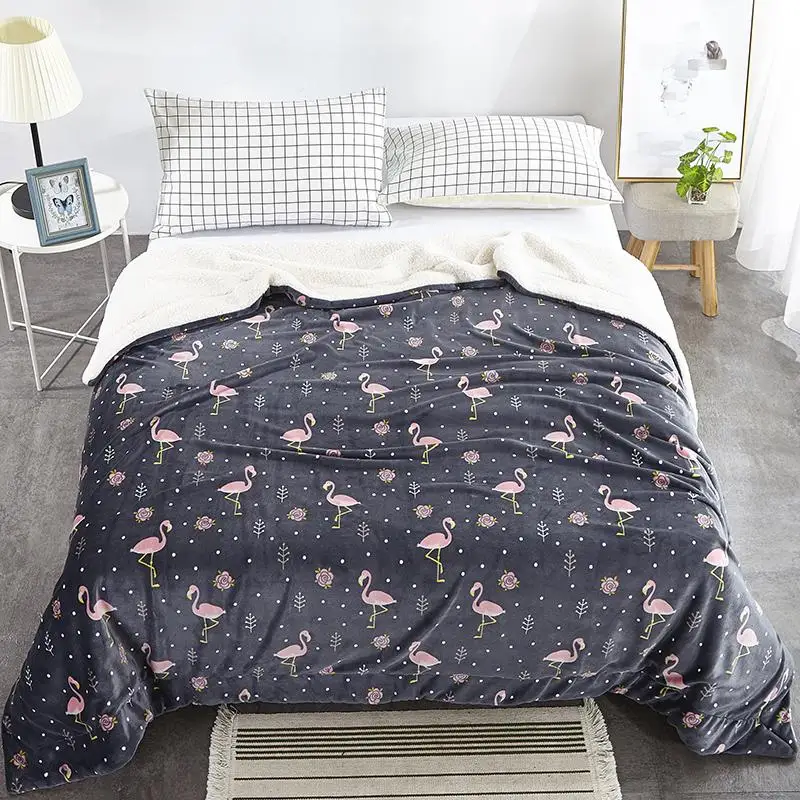 

Flamingos fleece blankets and throws kids Thick Warm winter Blankets Super Soft duvet luxury Blankets twin queen flower blankets