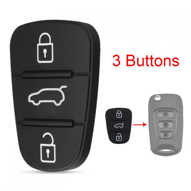 3 Buttons Rubber Pad Insert Replacement fit for Hyundai Solaris Accent Tucson l10 l20l30 Kia Rio  Flip Remote Car Key Shell