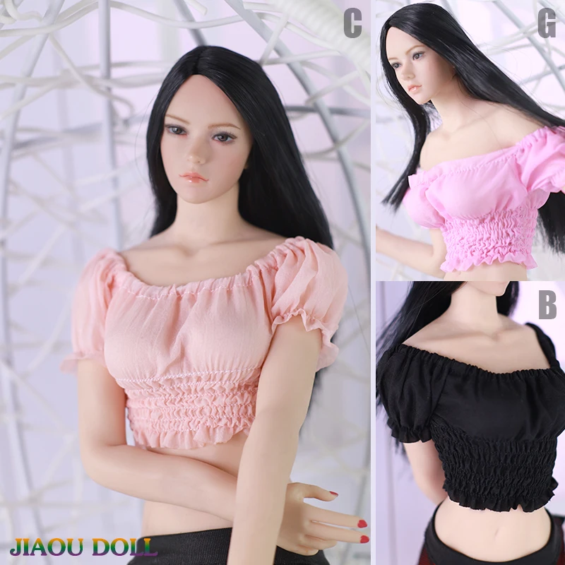 1/6 JIAOU DOLL JOA-52 Puff Short Sleeve Top Female Clothes Fit 12\'\' Female Action Figure Bodys
