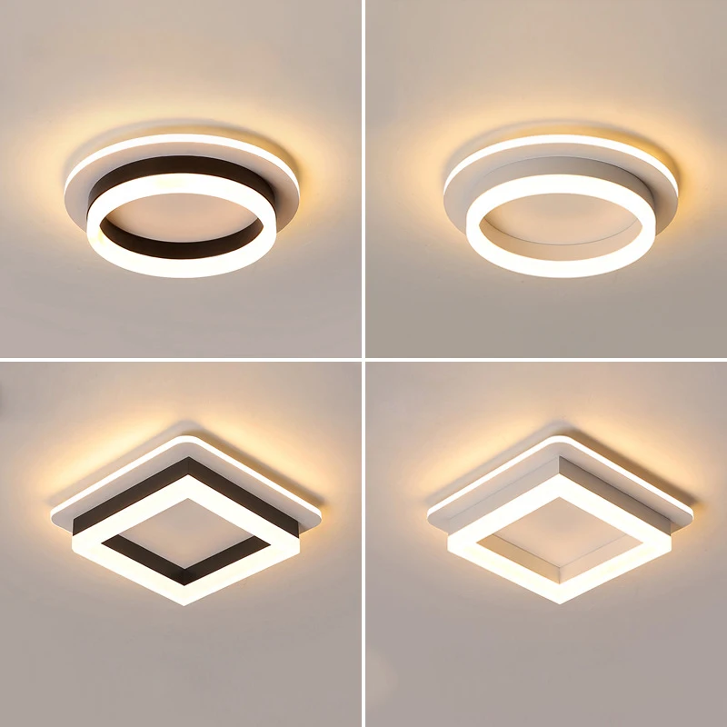 

Modern Led Ceiling Light Fixture,Black Flush Mount Hallway Ceiling Light Small Close to Ceiling Lamp for Living Room Bedroom