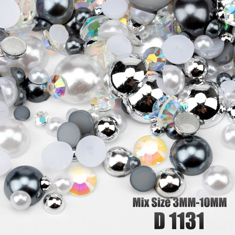 VDD 30/60/200g Gemischte Größen ABS Imitationsperlen Halbrunde Flachrückseitige Perlen AB-Farbe Harz-Strasssteine für Handwerk, Nagelkunst und DIY-Dekoration – Detail 27