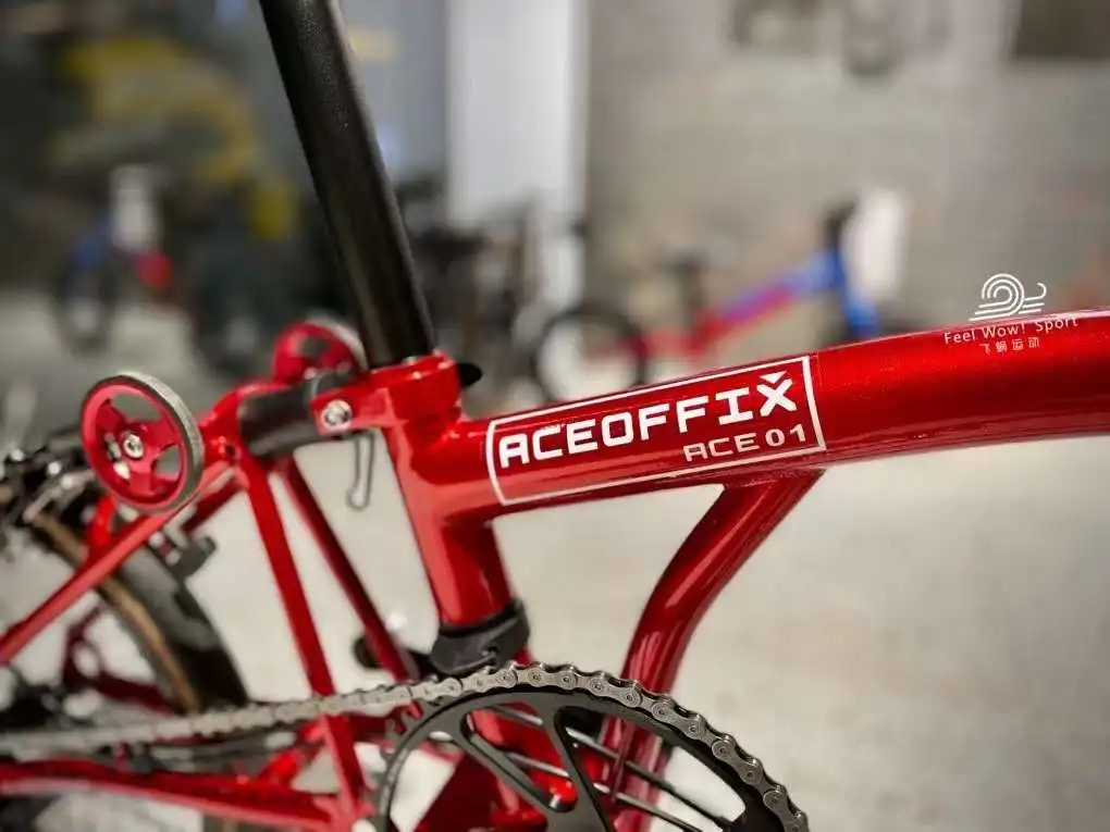 Aceoffix-Tri-Folding Bike, Mini 3-Speed Folding Bicycle, Chromium-Molybdenum Steel, Men\'s and Women\'s, RED Bicycle, 16Inch