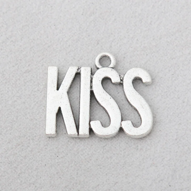 

RAINXTAR Fashion Alloy Letter Charms Kiss Pendant Charms For Lover 18*22mm 10pcs AAC1113