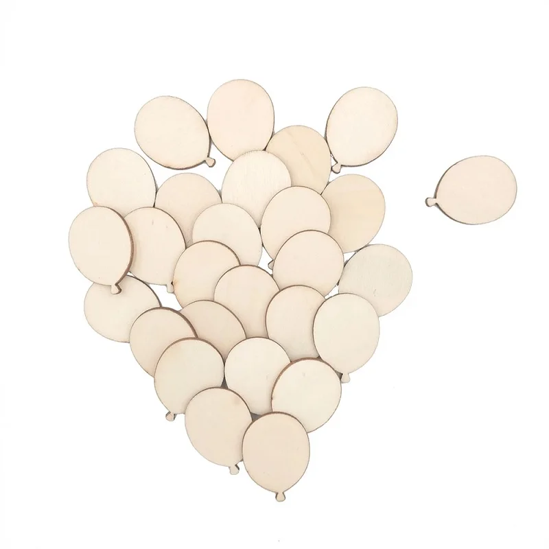 50Pcs Mini Balloon Wood DIY Crafts Unfinished MDF Cutouts Embellishments Scrapbooking Wedding Party Decorations