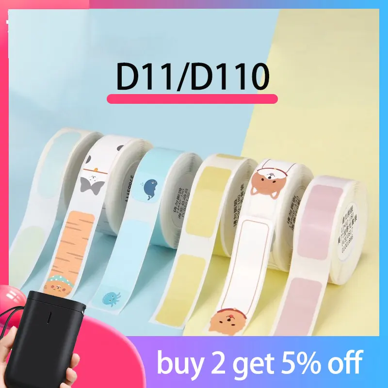 Niimbot D11 Mini Label printer paper Printing Label Waterproof Anti-Oil Price Label Pure Color Scratch-Resistant Label Stick