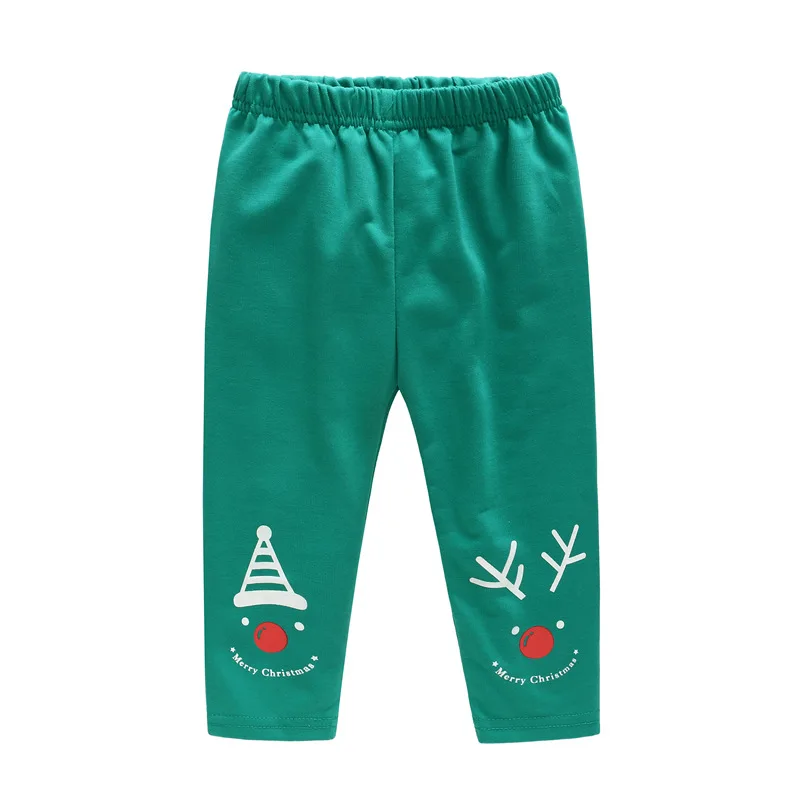 Christmas Boys Girls Trouser Children Cotton Pant X\'mas Clothes Baby Boy Santa Gift Green Red Casual Outfits