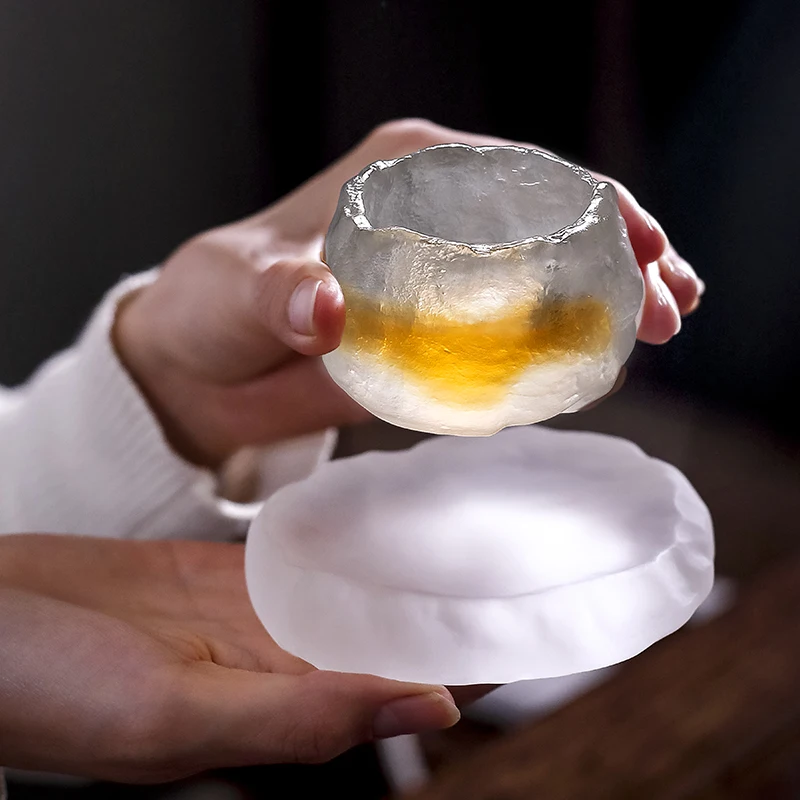 

Стеклянный поднос для чая в японском стиле, подставка под кружку, украшение для стола ручной работы, украшение для офиса, подарки