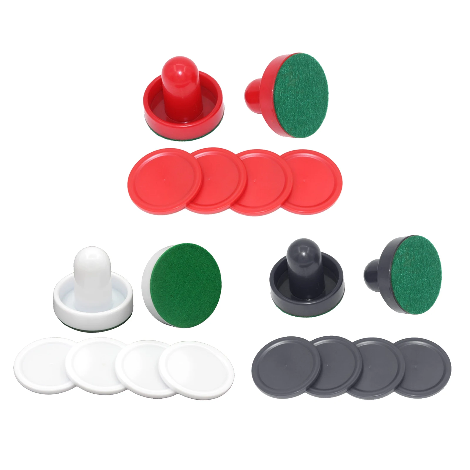 2PCS Plastic Air Hockey Pushers and 4PCS Pucks Replacement for Game Tables Black