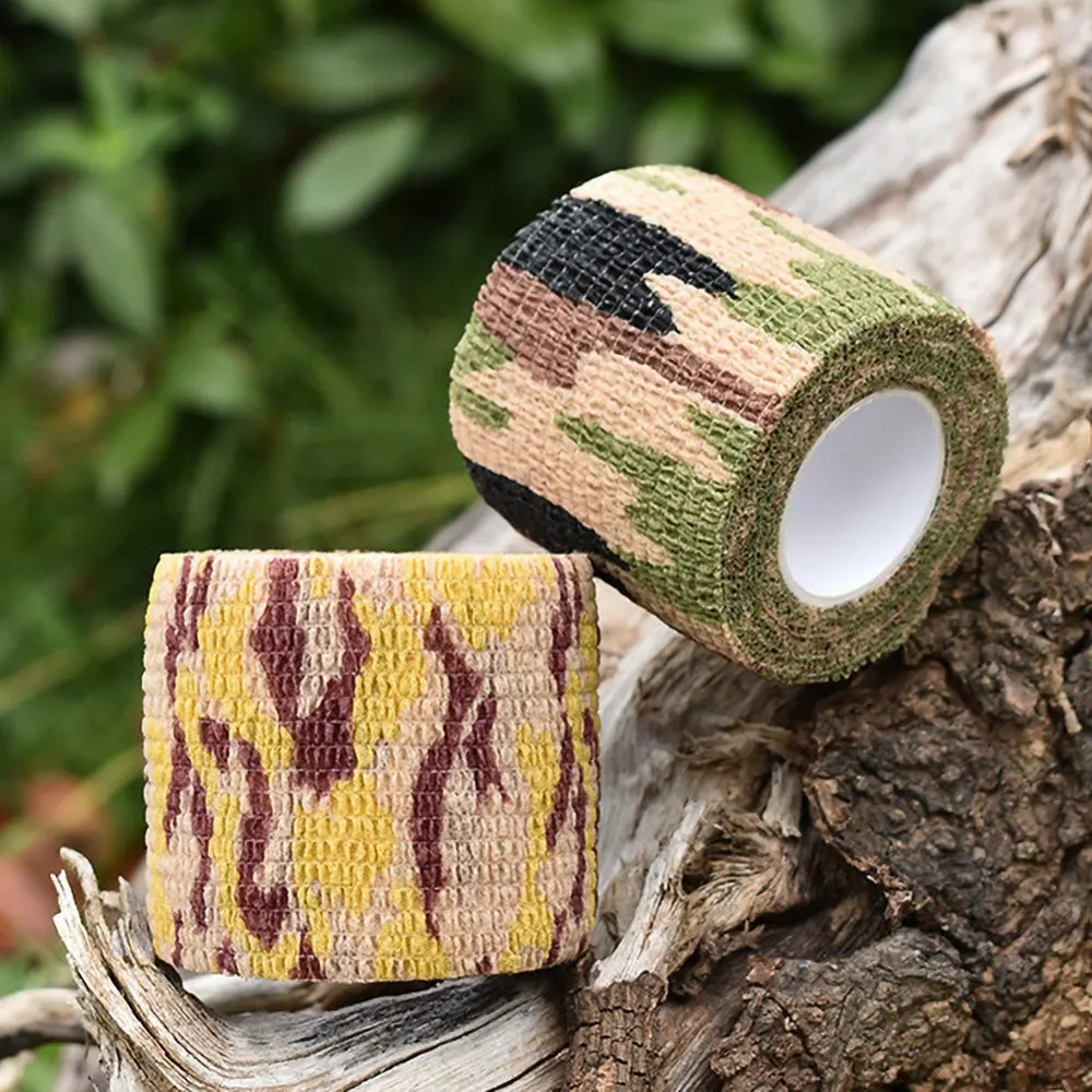 Outdoor Tactical Camo Tape Self-Adhesive Camouflage Tape Hunting Shooting Stealth Tape Rifle Gun Stretch Wrap Cover 5cm*4.5M