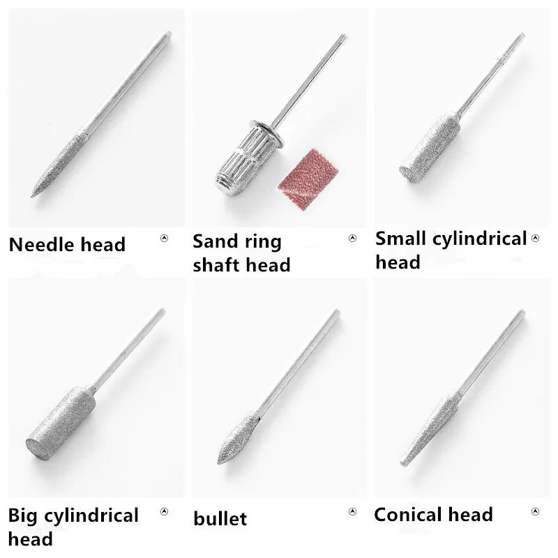 6 Chiếc Móng Tay Thép Không Rỉ Mũi Khoan Xay Móng Khoan Cắt Cắt Cho Móng Tay Dũa Móng Tay Điện Xay Burr Máy Xay