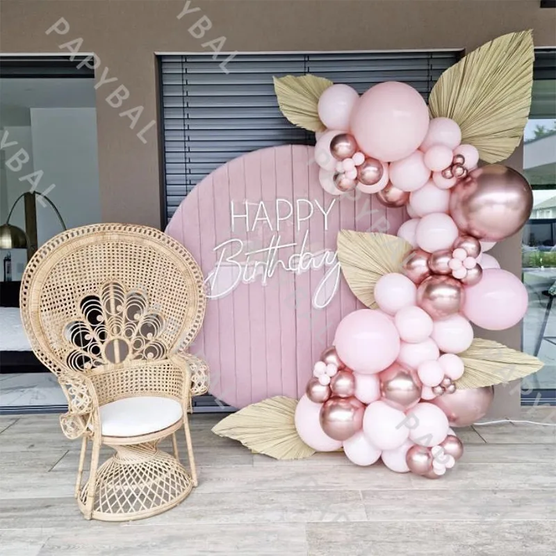 

1 Set Romantic Pink Balloon Garland Arch Kit Chrome Rose Gold Balloons Wedding Party Decor Birthday Baby Shower Globos Supplies