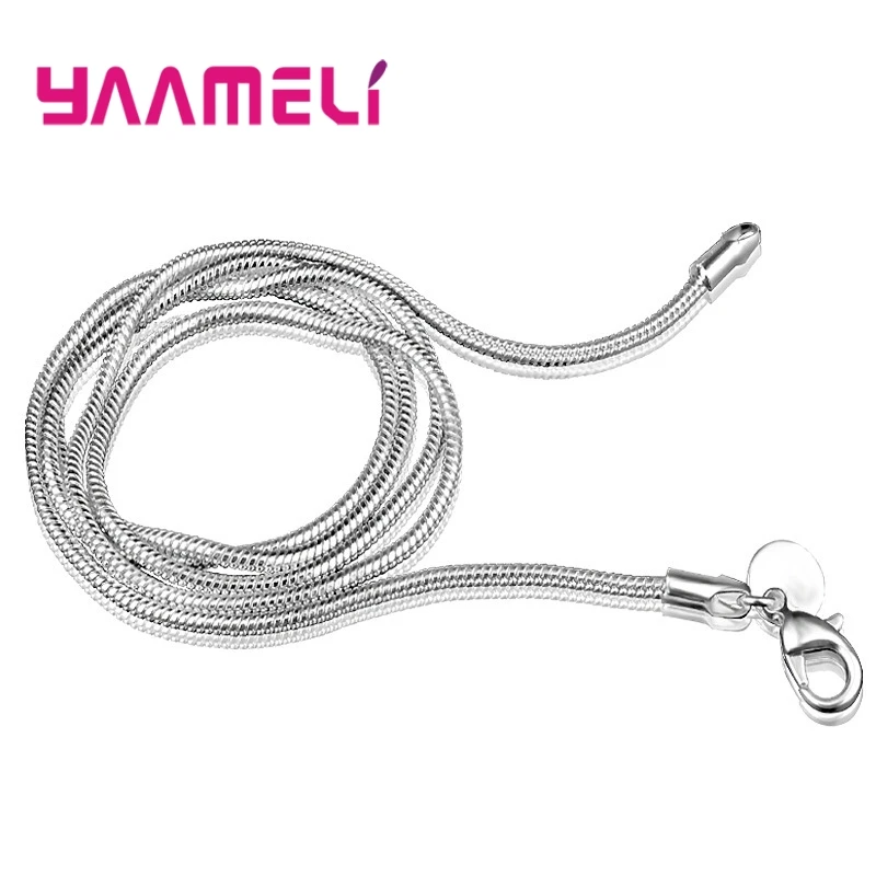 2MM 16-24 Inch Fashion Charm 925 Sterling Silver Smooth Snake Necklace Chain Male Female Jewelry Fit For Pendant HOT SALE