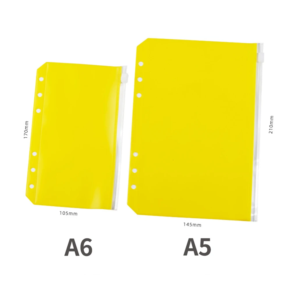 A5/A6 Binder Pockets PVC Binder Loose Leaf Bag Colorful Zipper Folders For 6-Ring Notebook Binder Pouch Document Filing Bags