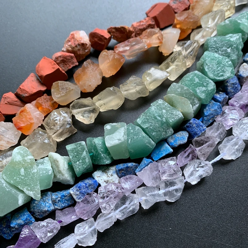 Natural Raw Crystal Rough Chakra Stone Beads Strand Decor Crafts 8-12mm Irregular Stones