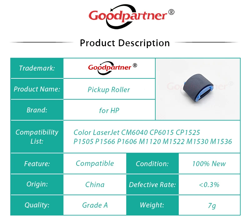 50X RL1-1497-000 RL1-1497-000CN Pickup Roller for HP CM6040 CP6015 P1505 P1566 P1606 M1120 M1522 M1530 M1536 P1560 P1500 P1600