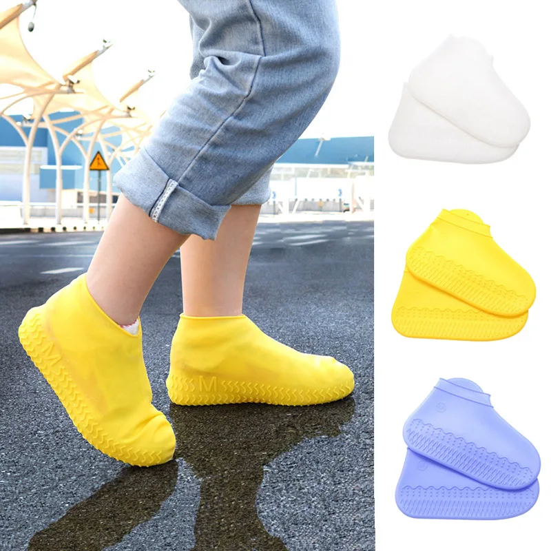 1 pair of waterproof shoe cover silicone cover unisex S/M/L size shoe protective cover outdoor camping non-slip rain boot cover