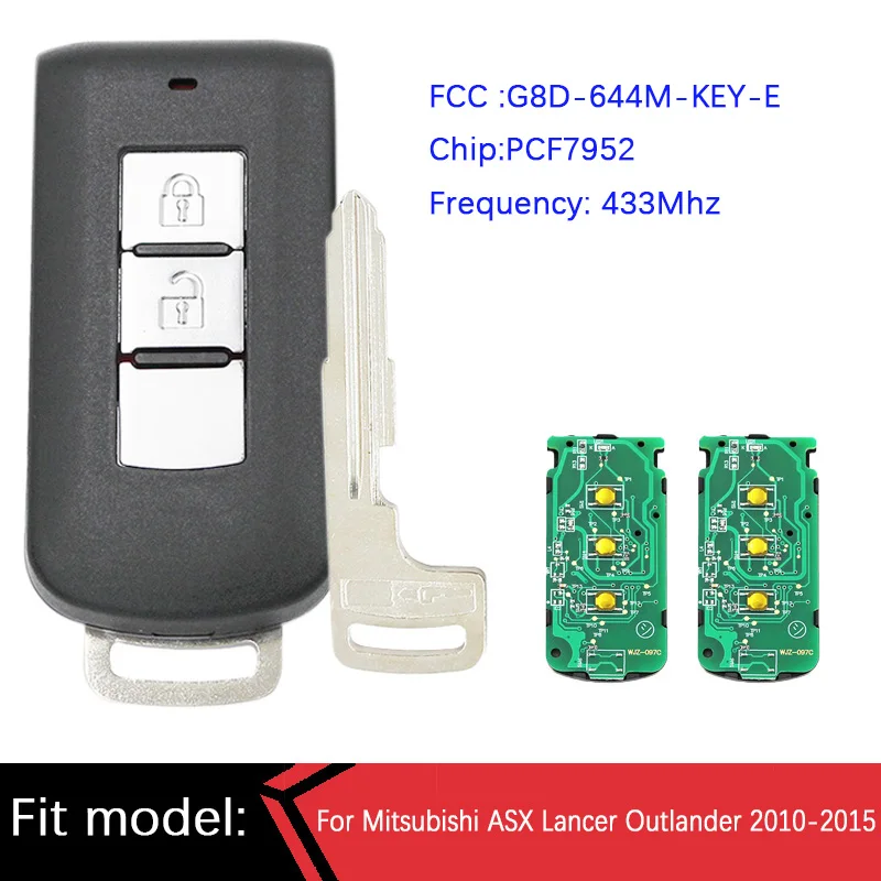 CN011001 Smart Remote Key Fob 433Mhz ID46 For Mitsubishi Lancer Outlander ASX G8D-644M-KEY-E / Montero L200