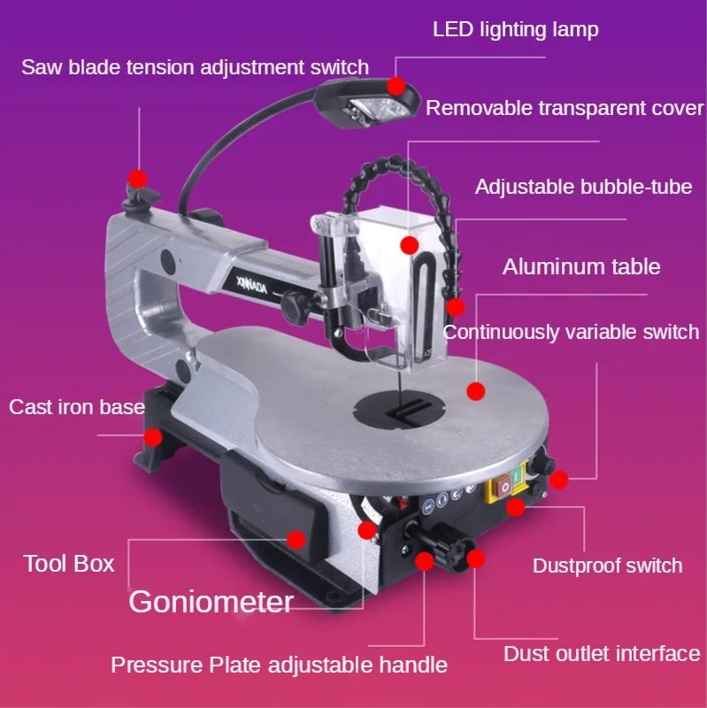 220V Curve Saw Electric Wire Saw Table Drew Saw Board Cutting Machine Woodworking Multi-Functional Small Mini Carved Saw