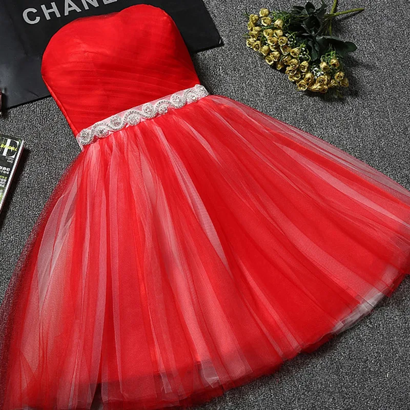 YRPX-90#Evening Dress Short Prom Graduation Classmate party Dresses Pink Red Champagne Blue Wholesale Girl Birthday suit Lace Up