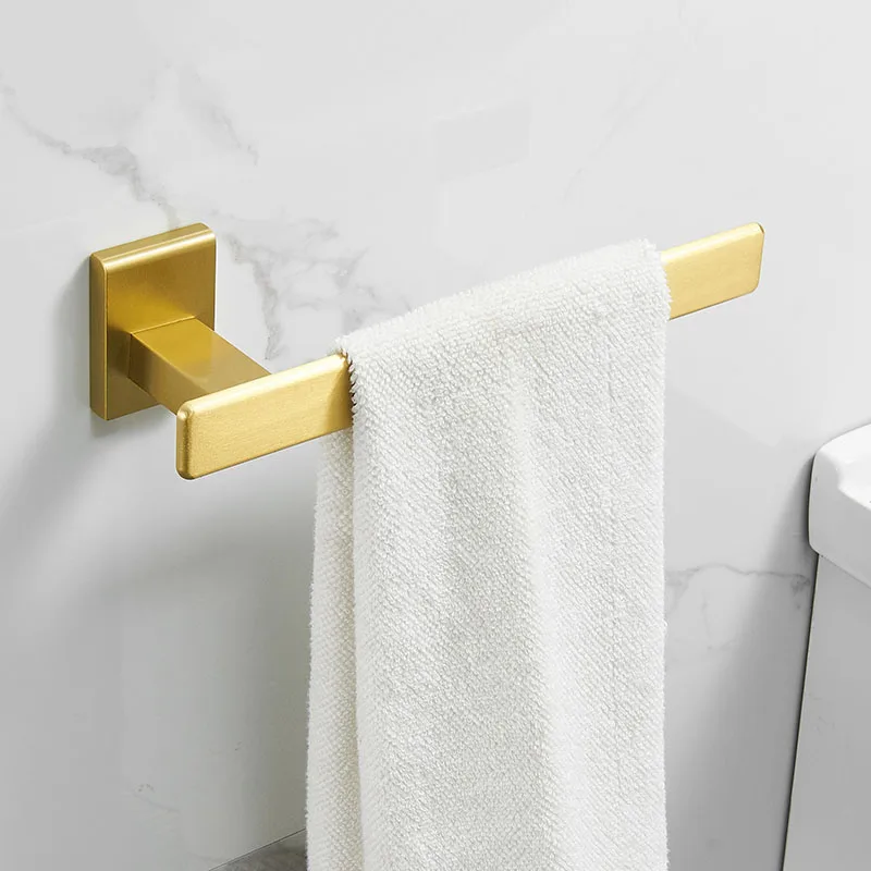 Brushed Gold Bathroom Towel Rack Aluminum Towel Ring Towel Bar Wall Mounted Hand Towel Holder Bathroom Accessories