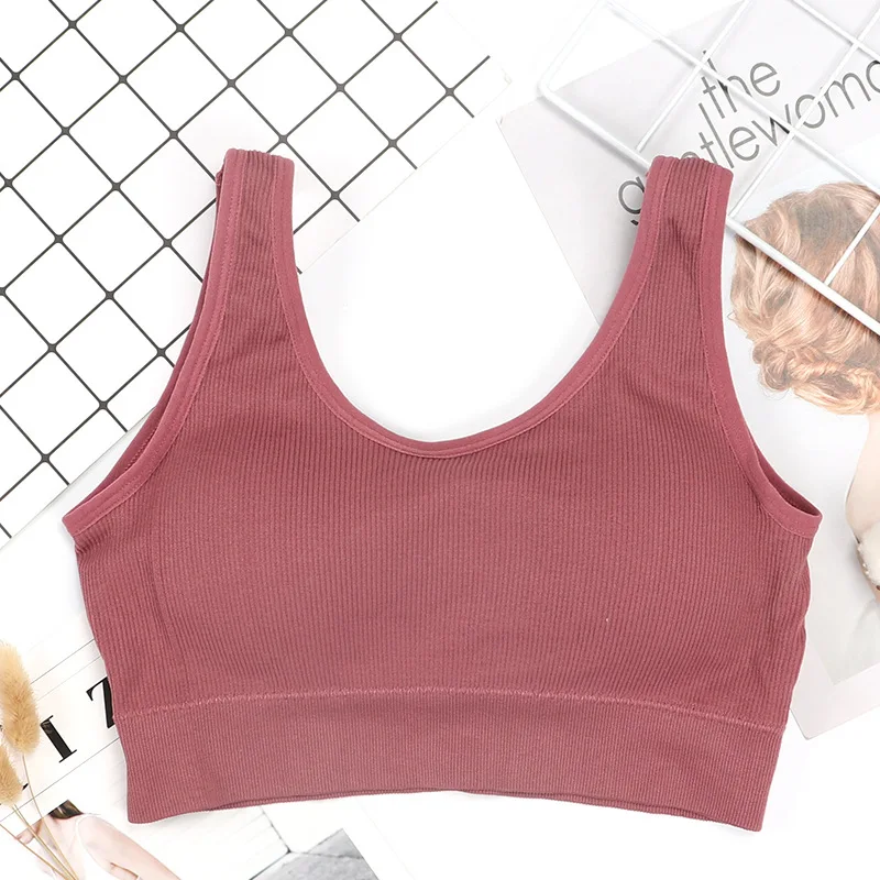 Women Tank Crop Top Seamless Sport Camisole Underwear Push Up Bra Sports Sleeveless Tops 2020