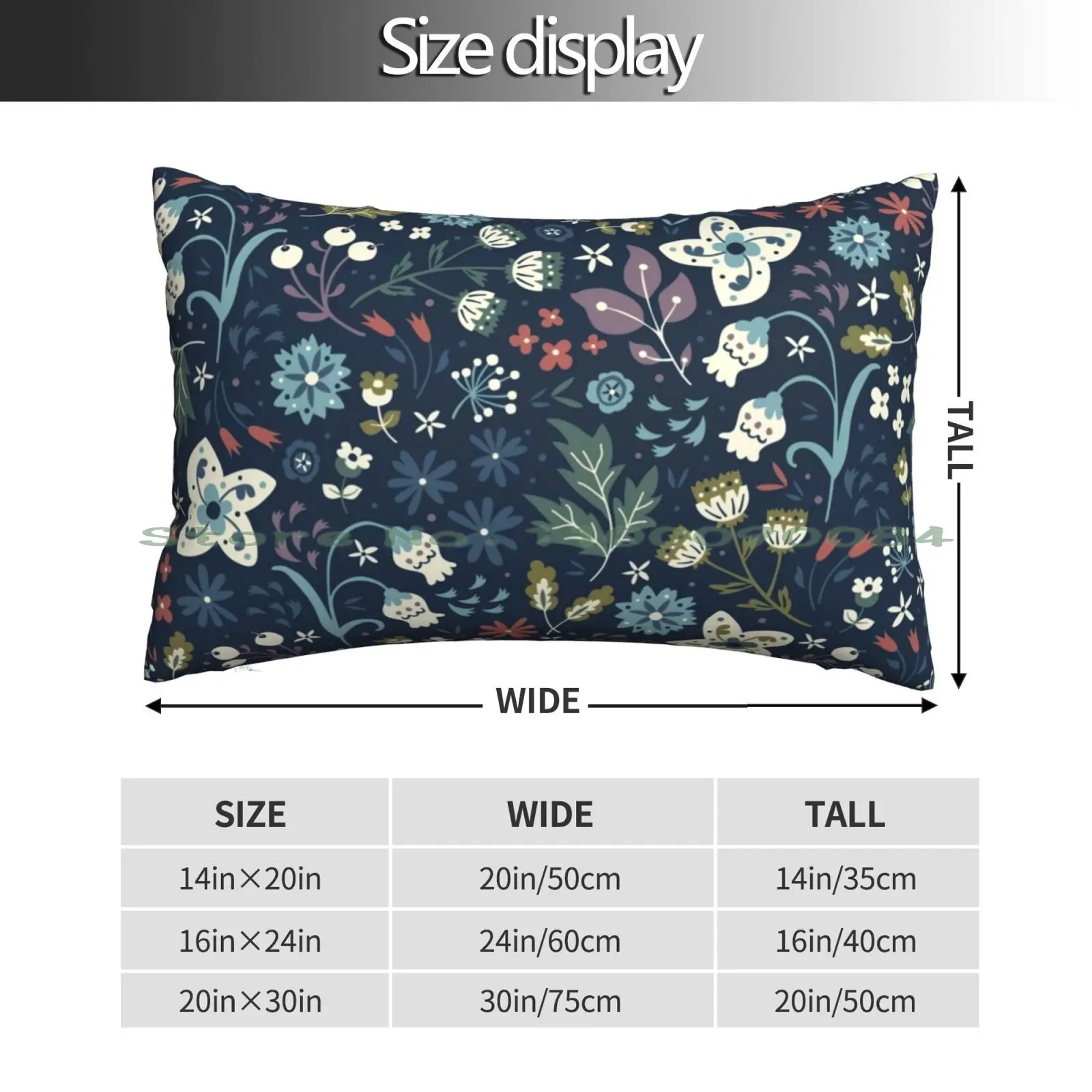 Wild Meadow Pillow Case 20x30 50*75 Sofa Bedroom Florals Pattern Vintage Illustartion Organic Long Rectangle Pillowcover Home