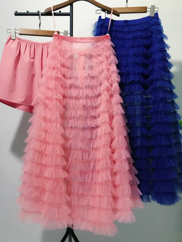 

2020 Spring summer women high quality mesh skirts Fashion elegant layered skirts wonen party skirt B242