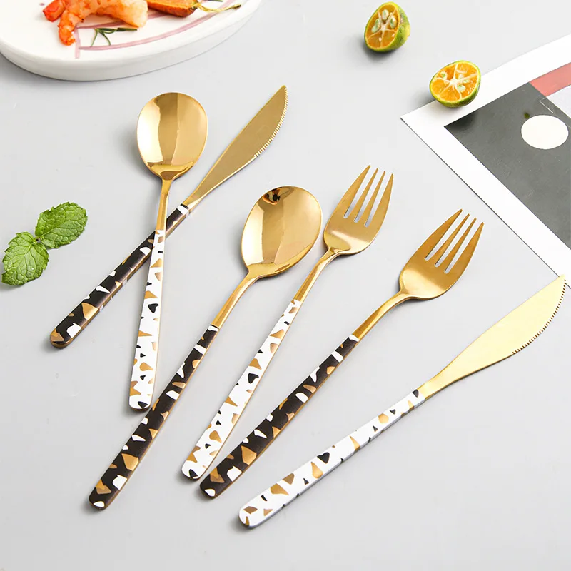 

Korean Fashion Knife And Spoon Fork Thickened Stainless Steel Steak 3-Piece Suites Simple Style Set Mirror Polished Flatware