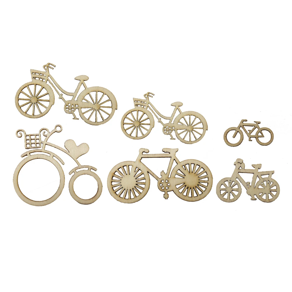 10-piece Brand New Bicycle Truck Transportation Die-cut Plywood Template DIY Wooden Vehicle Shape Manual Accessories