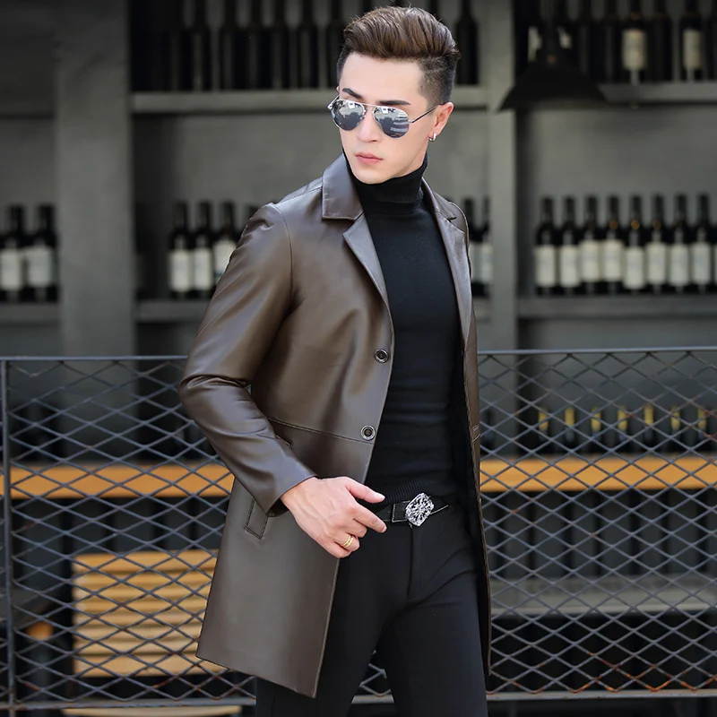 Genuine Leather Jacket Men Winter Autumn Clothes 2020 Fashion Man Business Jackets Long Real Sheepskin Coat Chaqueta 1703