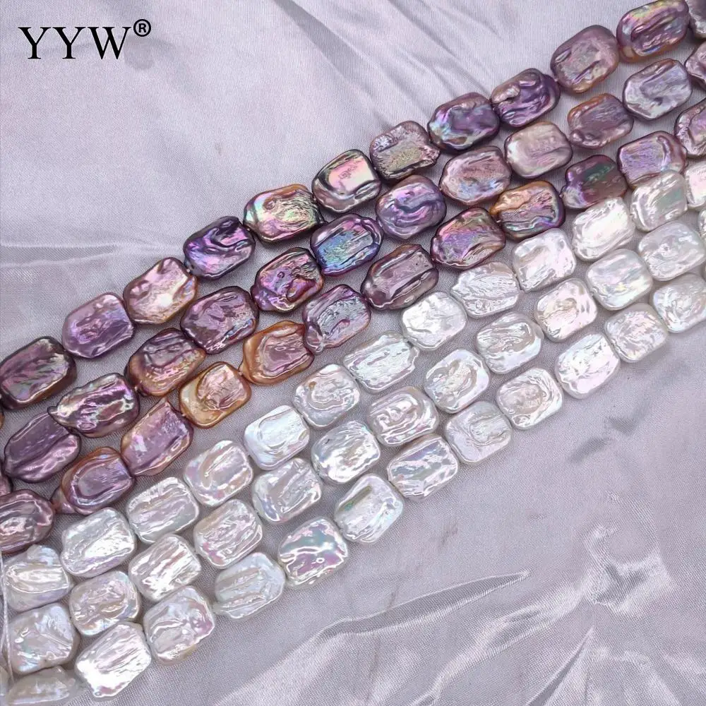 13-14mm AAA Grade Freshwater Pearl Beads For Jewelry Making DIY Necklace White Purple Irregular Square Shaped Freshwater Pearls