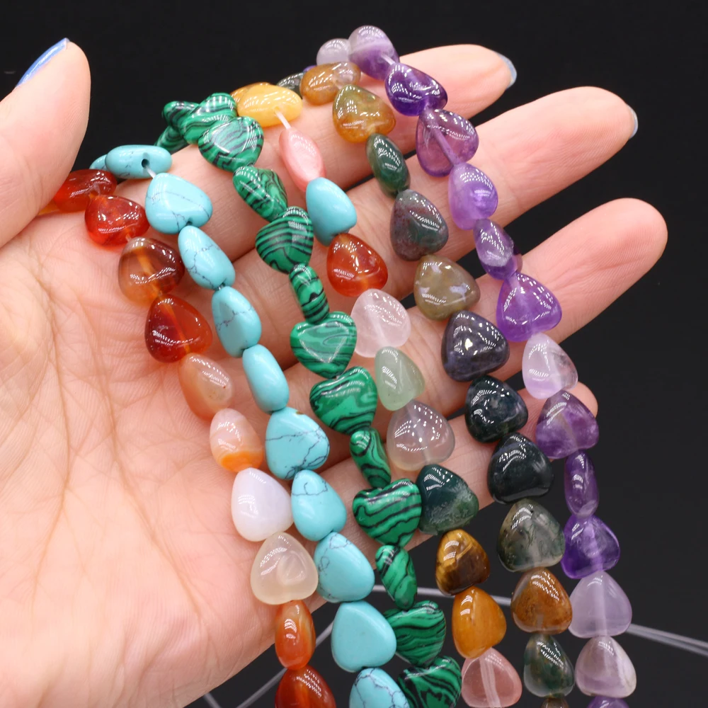 1string yachu Natural Stone Heart-shaped Semi-precious Stones Beaded 20pcs/piece for Making DIY Necklace Bracelet Size 10x10x5mm