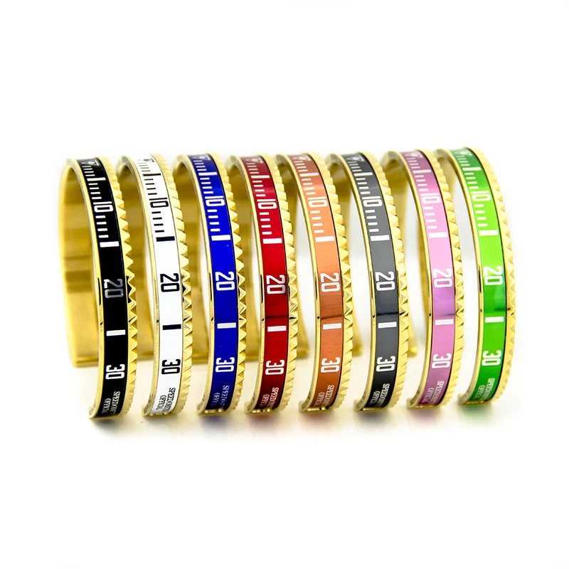 stainless steel 12 colors cuff bracelet bangle in gold color ST02