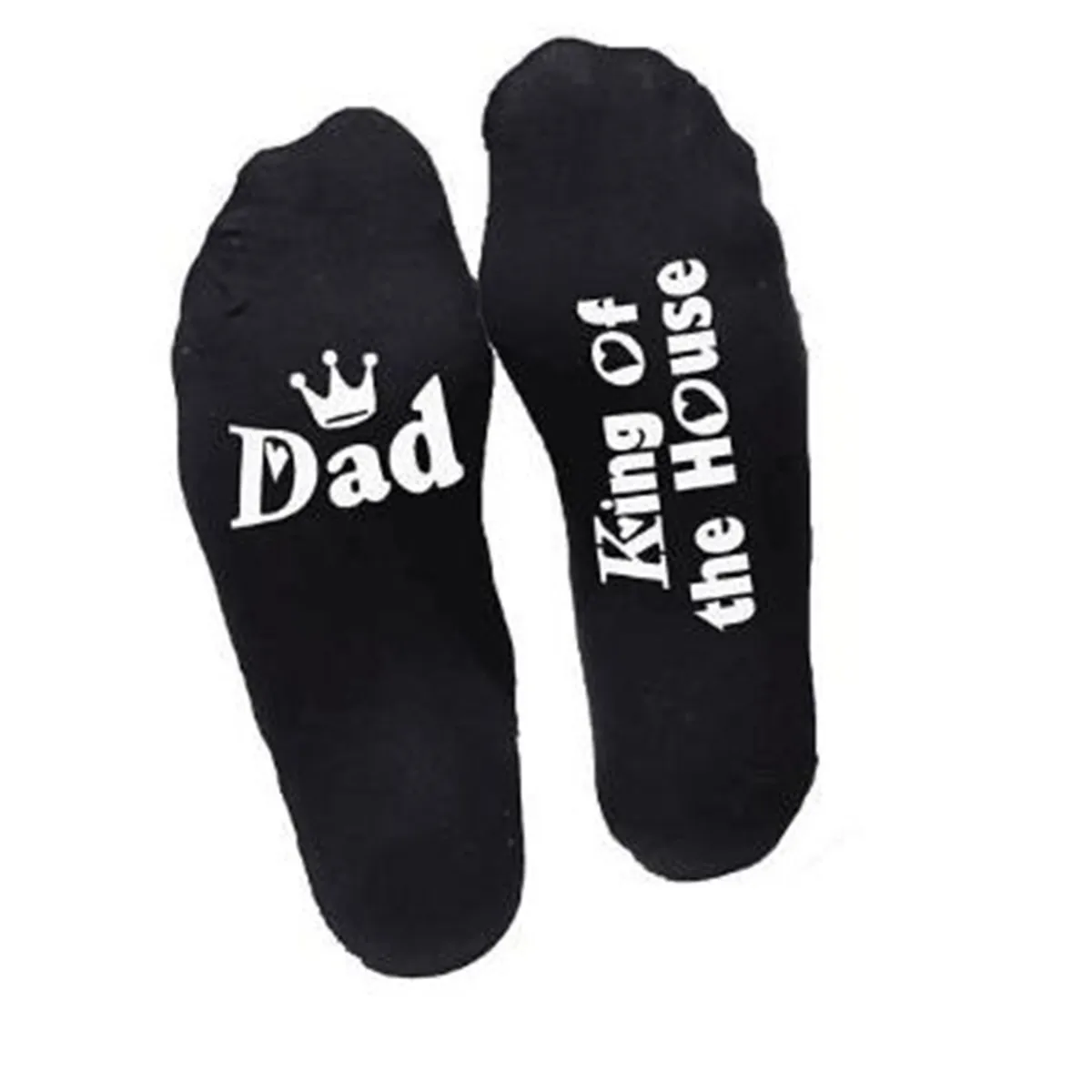 1 Pair Casual Unisex Black White Grey Letter Socks Dad King Of The House Mom Queen Of The House