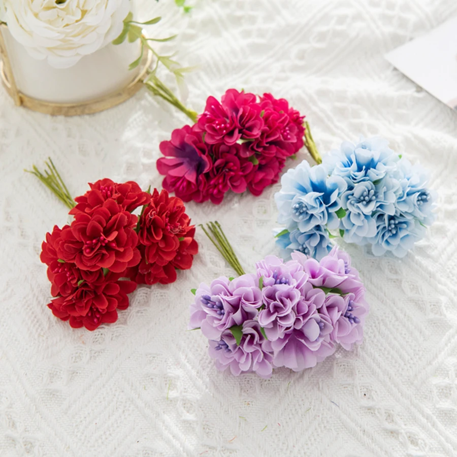 Künstliche Blumen Mini-Bouquet Staubgefäße Hochzeit Party Weihnachten DIY-Dekorationen Handgemachte Girlanden für Zuhause Scrapbooking Kunstpflanzen – Detail 4