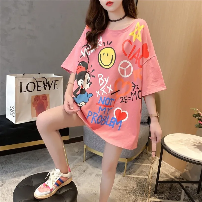 Disney Mickey Mouse Cartoon Printing Short-Sleeved T-shirt Women Tshirt Short Sleeve Shirt Women Korean Clothes Harajuku Shirt