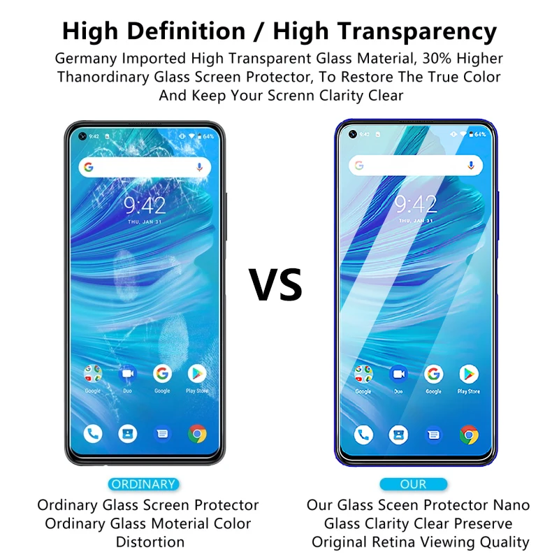 2pcs/lot Tempered Glass for UMIDIGI F1 F2 Screen Protector for umidigi a5 pro a3 prower 3 X Protective Film